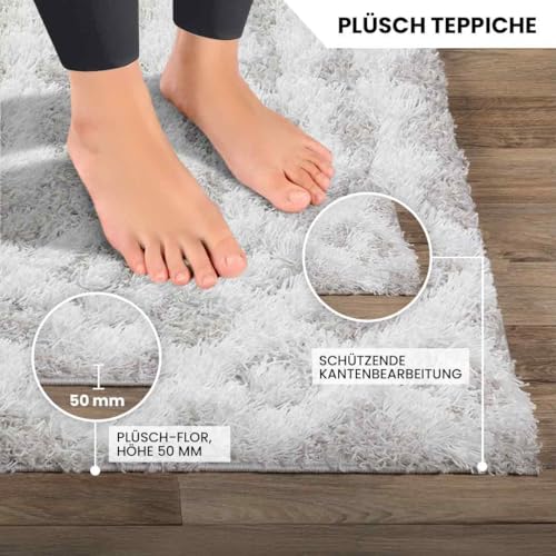 Livabliss Nour Geometrico Rectangle Tappeto | Bianco, Grigio chiaro | 160x220cm | Soggiorno e Camera da Letto | Tessuto a Macchina Polipropilene