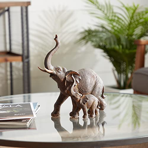 Deco 79 Polystone Elephant Sculpture, 11" X 5" X 11", Brown #TOP2