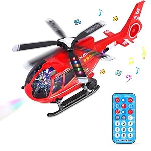 Mingfuxin Remote Controlled Helicopter, Kids Aircraft Educational Toys with Lights and Music RC Airplane For Toddlers Boys Girls Beginner (Red)