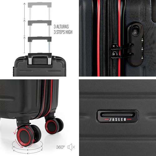 Valise cabine 55x40x20 rigide légère noire - Bagage cabine extensible à roulette