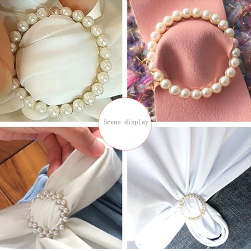 4PCS Scarf Ring Clip Shirt Clip T-shirt Ties Clips Clothes Corner Knotted Button for Women (silver)4