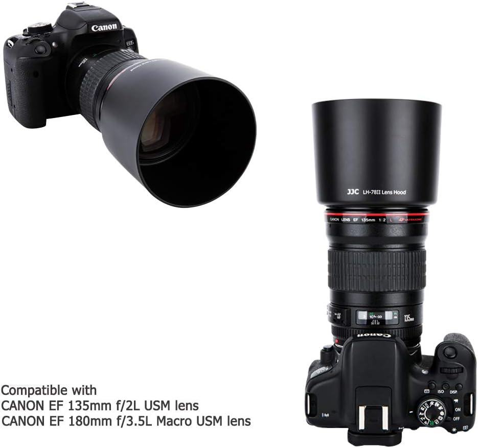 JJC Dedicated Reversible Lens Hood Shade Protector for Canon EF 135mm F2L USM & Canon EF 180mm F3.5L Macro USM Lens Replaces Canon ET-78II ET78II Lens Hood