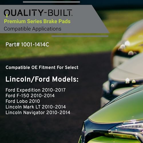 Image of QUALITY-BUILT Front Ceramic Brake Pads, Premium 1001-1414C, Compatible with 2010-2017 Ford /Lincoln (Expedition,F-150,Lobo,Mark LT,Navigator)