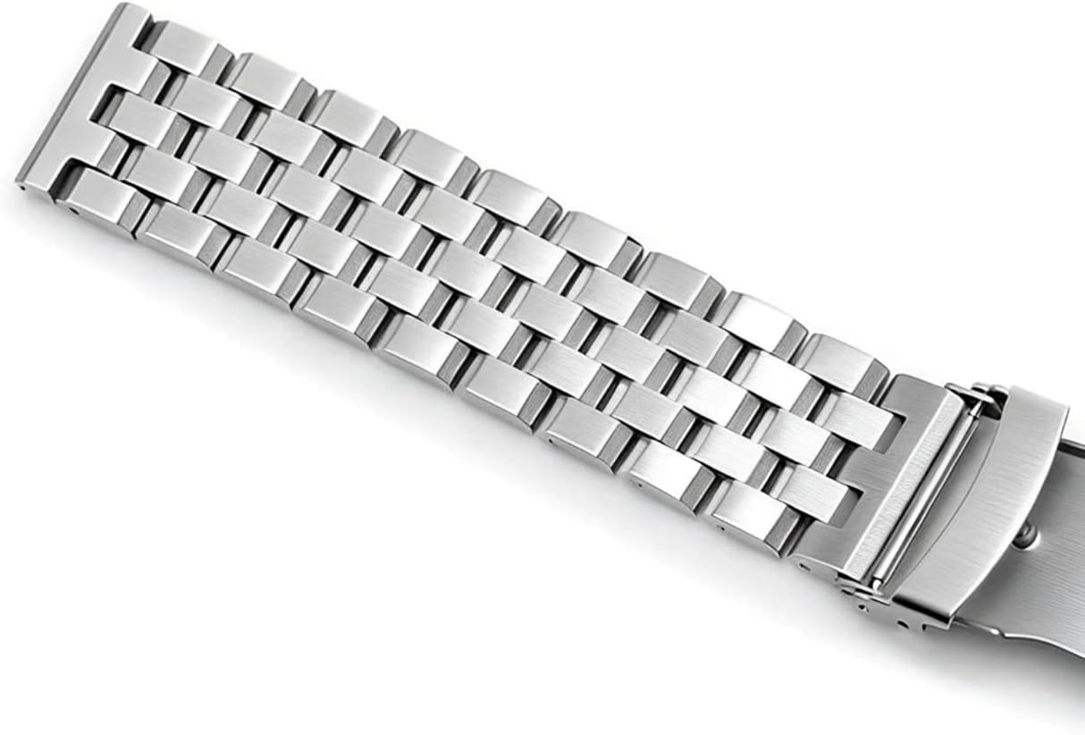 Brushed 18mm 20mm 22mm 24mm 26mm Stainless Steel Watch Band, Solid Quick Release Watch Bracelet Strap Double Locking Clasp Replacement Strap Silver Black Blue for Men Women