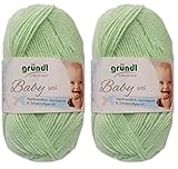 2x50 Gramm Gründl Baby Uni/ Baby Color Wolle Set inkl. Anleitung für ein Baby Teddybär