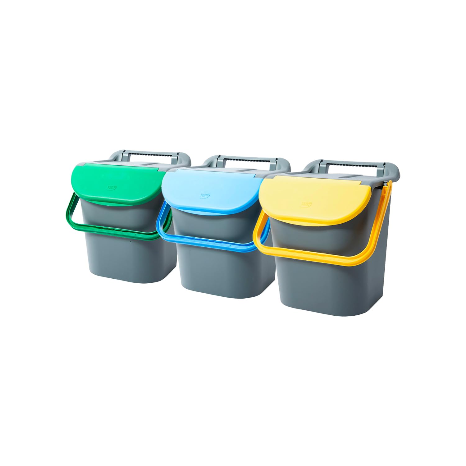 Avilia Mülltrennsystem - 3 Stapelbare 30-Liter-Eimer, Farbige Deckel, Für Küche & Haushalt