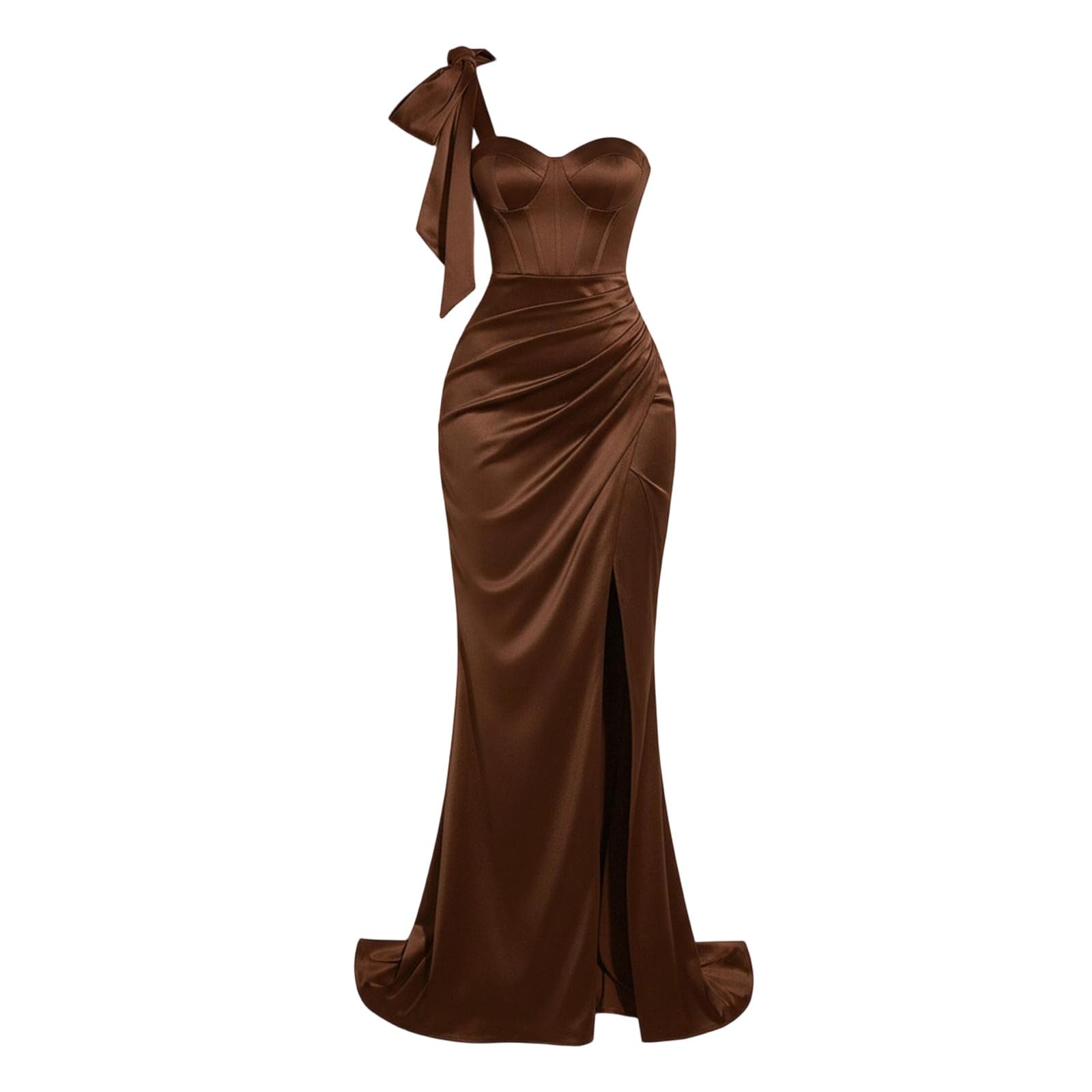 Abito da sera da donna, senza maniche, scollo a V, maxi abito lungo, elegante, da ballo, in raso, slim fit, abito da cocktail con spacco