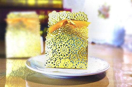 Sorive® Red White Gold Laser Cut Wedding Candy Box 50Pcs Wedding Gift Decoration Birthday Party Favor Chocolate Boxes For Guests (Gold) #TOP22