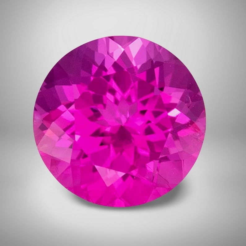 Tourmaline rose créée en laboratoire de 13 mm ronde pour création de bijoux