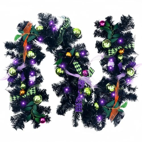 Riceshoot 6 ft Halloween LED Garland for Mantel Artificial Halloween