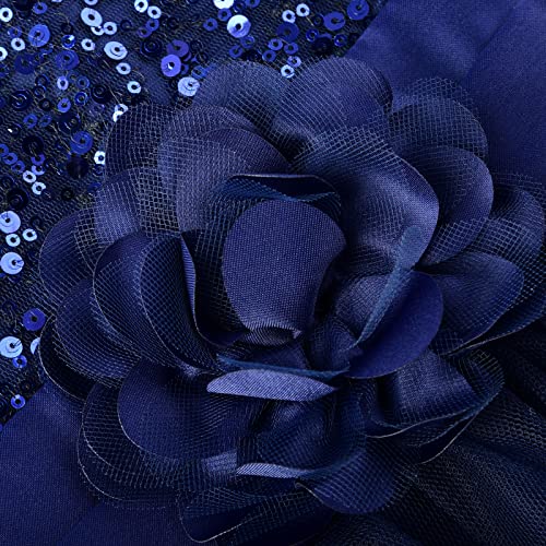 Jerrisapparel Little Girls' Sequin Mesh Flower Ball Gown Party Dress Tulle Prom (3T, Navy Blue) #TOP5