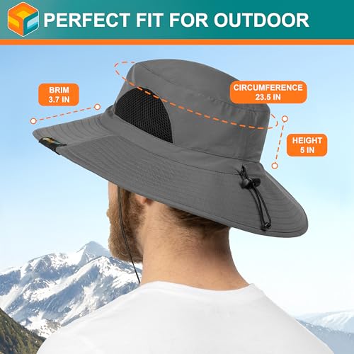 Image of SUN CUBE Wide Brim Sun Hat Men Women, Fishing Hats Sun UV Protection, Mens Hiking Bucket Hat Safari Beach Boonie, UPF 50+