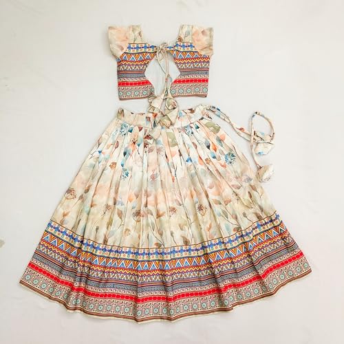 Image of E-Sqare Kids Girls Multicolour Bandhani Print Lehenga Choli Set | Ethnic Wear Dress | Readymade Clothing Set | 2 to 8 Years