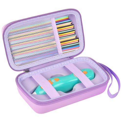 Image of ANKHOH 3D Pen for Kids Case, for 3Doodler Start+ Essentials, Light Purple | Portable hard EVA storage case with custom-fit base, mesh pocket and wrist strap for school and travel; case only
