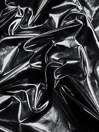 Metallic Foil Spandex Fabric By The Yard DIY Accessories Fashion Clothing Costumes Black
