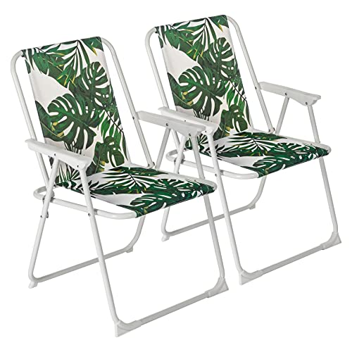 Chaise pliante en métal légère pour éviter le mal de dos à la plage - Lot de 2