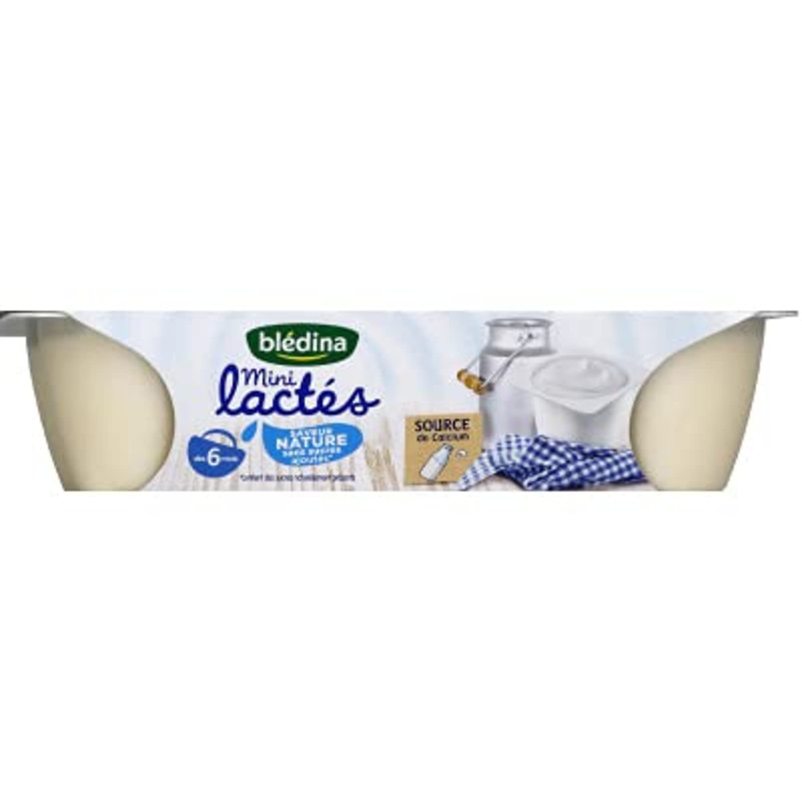 Blédina Mini lactés nature, sans sucres ajoutés, de 6 à 36 mois - Les 6 pots de 55g
