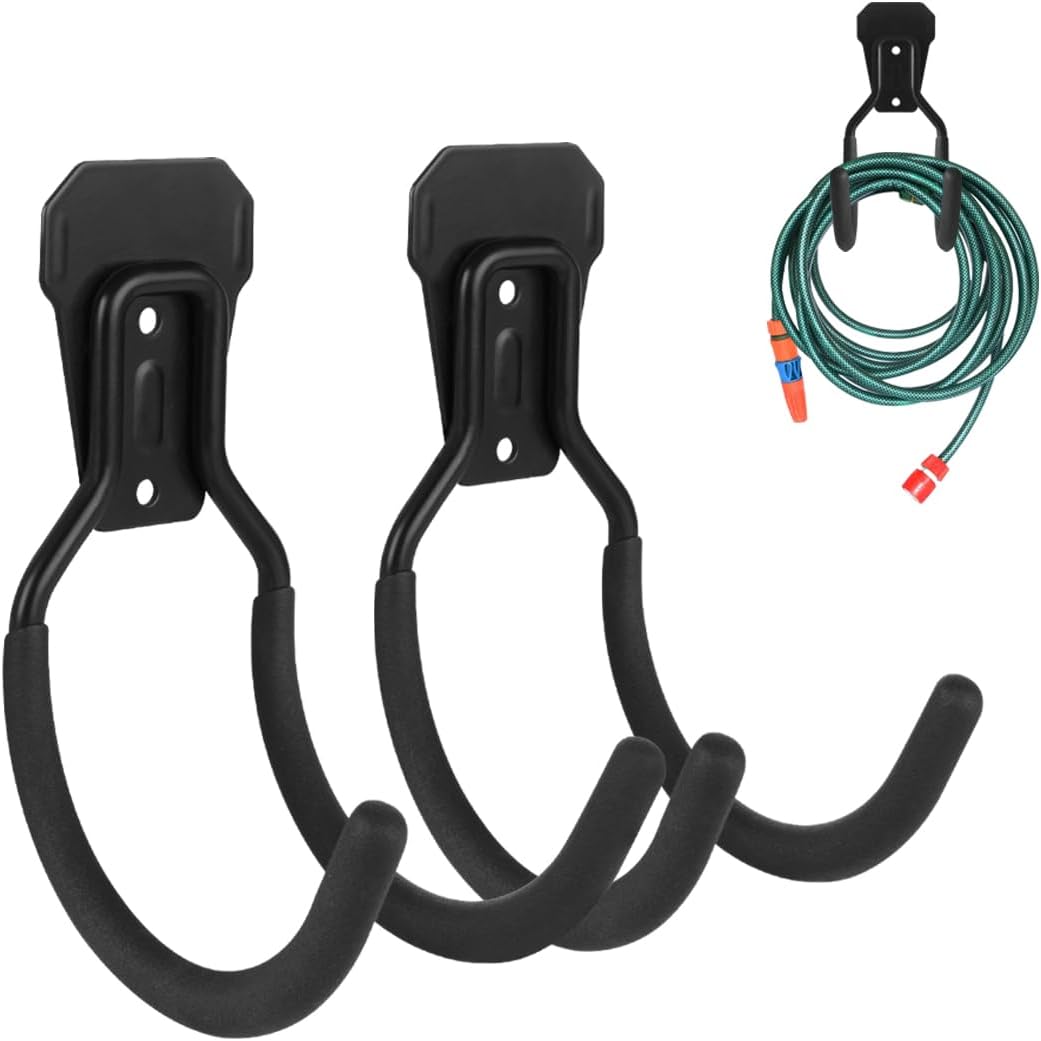 LUEXBOX Hose Holder, Garden Hose Hanger Wall Mount Holder, Outside Heavy Duty Water Hose Holder Hanger Rack for Storage Ropes, Garden and Heavy Tools (2 PCS)