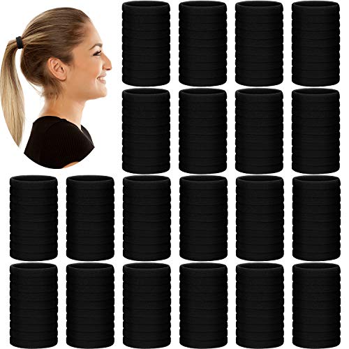 300 Pieces Thick Hair Ties Seamless Stretch Hair Bands Elastic Ponytail Holders Headband Scrunchies Hair Accessories for Women Girls (Black)