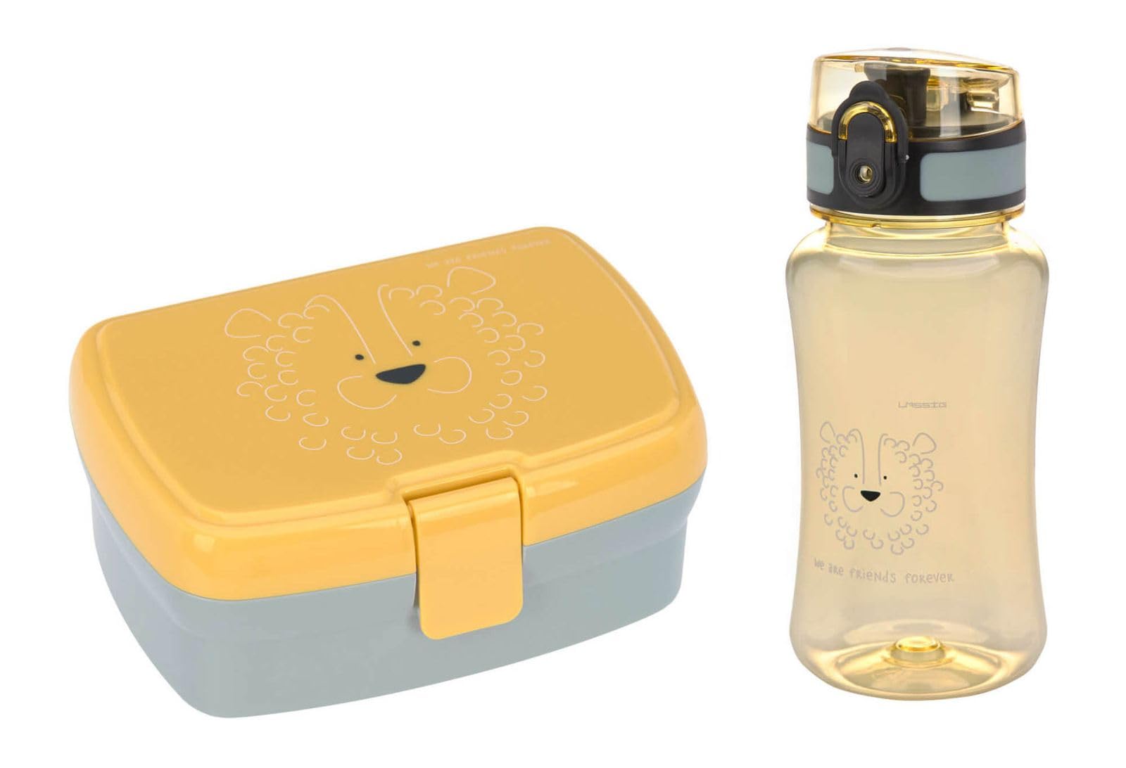 LÄSSIG About Friends Lion Lunch Box & Drinking Bottle Set - Lunch Set with Lunch Box and Drinking Bottle (460 ml)