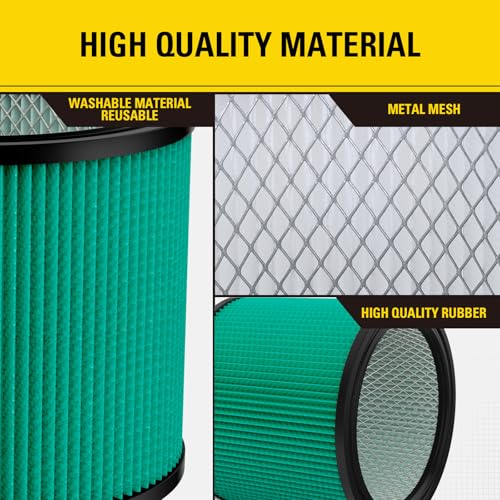 Image of Stanley HEPA Cartridge Filter Fits Most 5-18 Gal Wet /Dry Vacuums 08-2566H | High Efficiency, Washable & Reusable Replacement Filter