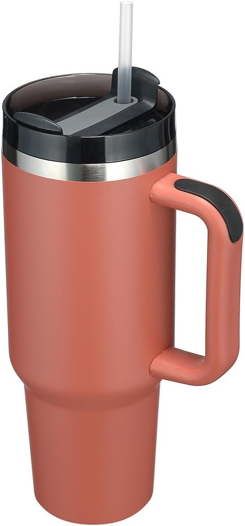 40 oz Tumbler with Handle，Stanley Cup Accessories Include，Insulated Cup Reusable Stainless Steel 304 Water Bottle Mug Cups as a Birthday Gifts For Women Men Friend Coworker (#2秀红)