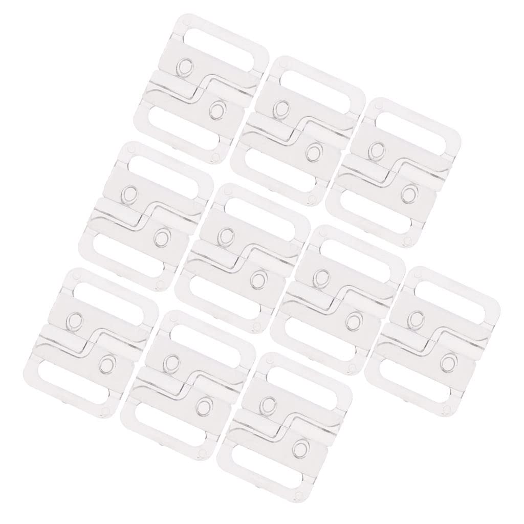 Harilla 10 Pairs Bikini Clips Snap Hooks Bra Strap Clasps Fastener Buckles 14mm, Clear