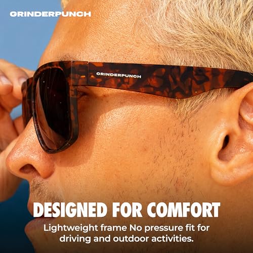 Image of grinderPUNCH Polarized Square Sunglasses for Men UV400 Protection Driving Fishing Sunglasses Mens Shades Mirrored Sunglasses