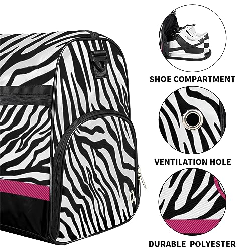 Personalized Gymnastics Bag Dance Bag for Girl Woman, Custom Gym Bag Sport Duffel Bag, Weekender Bags Travel Duffel Bag Zebra Print Gymnastics3
