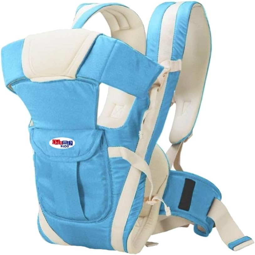 Chinmay Kids Adjustable Baby Carrier Cum Kangaroo Bag/Baby Carry Sling/Back/Front Carrier with Safety Belt and Buckle Straps for 0-18 Months Baby (Baby Blue)