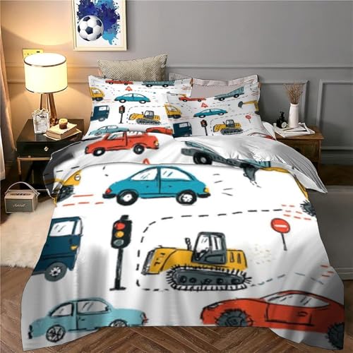 Housse de couette voitures pour enfants en microfibre 140x200