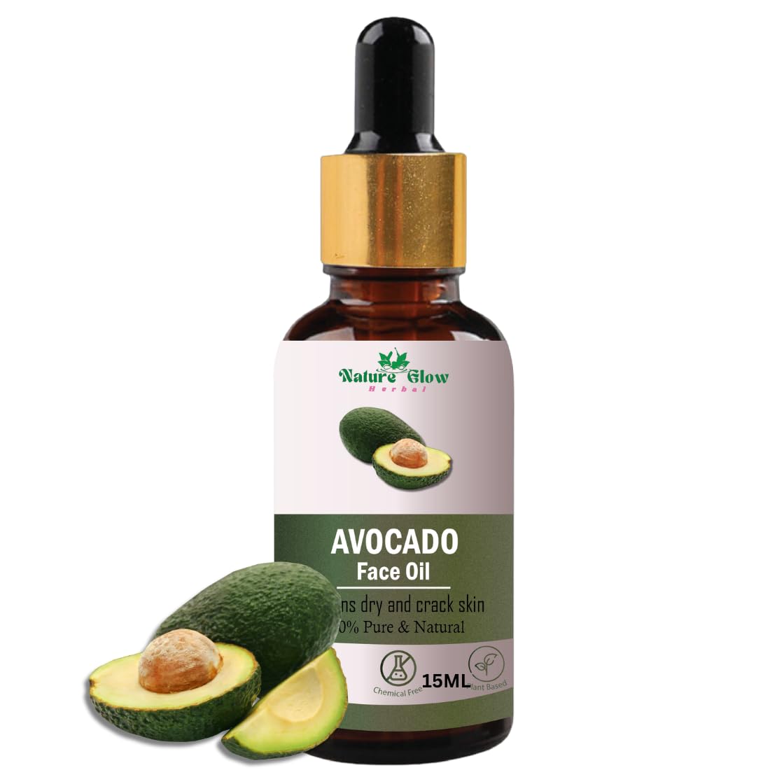 Nature Glow Herbal Bright Exploring with Nature's Essence Avocado Facial Oil | Pure and natural | Softens and crack skin and Flaky Skin. – 15 ml