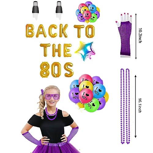 Vestido Disfraz 80s Para Niñas 7 Piezas miniatura 6