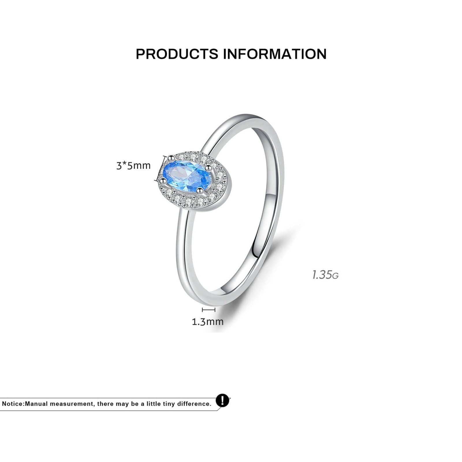 Anillo de mujer 375 585 750 oro blanco topacio, anillos de compromiso ovalados con topacio, alianzas de boda, sin níquel, talla 50 (15,9) - 62 (19,7)
