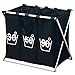 Kesper Cestino per la biancheria, suddiviso in tre scomparti, Nero, dimensioni: 63 x 57 x 38 cm