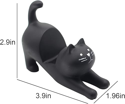 Miniatura 7 de BOLLEY JOSS Soporte de escritorio para teléfono celular, lindo gato estirado para oficina, manos libres, ornamento para el hogar