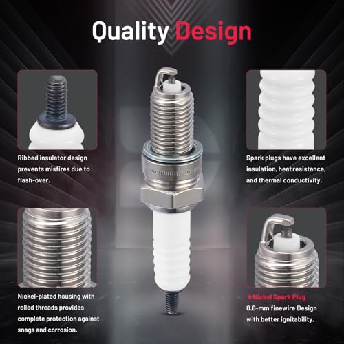 Image of BDFHYK 5531 Spark Plugs Compatible with Honda Compatible with Kawasaki for Suzuki for Triumph Universal Motorcycle Spark Plugs Replacement for DPR6EA-9 Set of 4