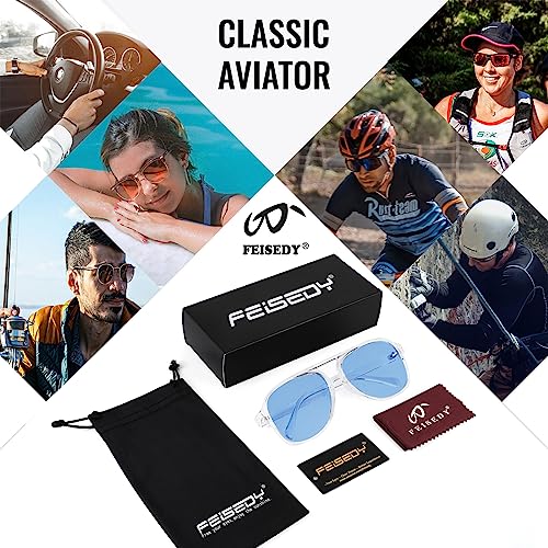 Image of FEISEDY Vintage Retro 70s Plastic Aviator Sunglasses Women Men Classic Large Squared Frame B2751