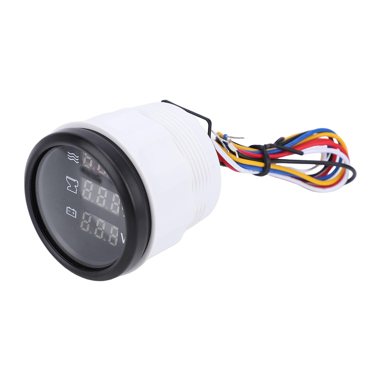 Jauge D'Affichage Numérique de 52 Mm, Compteur Multifonction 3 en 1 pour la Surveillance de la Tension des Eaux Usées du Niveau D'eau, avec Affichage LED Bleu Vif, (Cadran noir Couvercle noir)