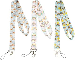 3 Pcs Rainbow Lanyards with Swivel Buckle Nylon Lanyard for Neck Heavy Duty Lanyard Cute Neck Strap for ID Badge Holder Card Keys Phone