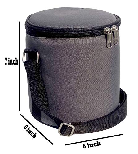 Image of Insulated Lunch Bag, Polyester, Classic Style, for Office, School and Travelling, 1 Litre (Without Containers, Size-6.5 X 6 X 6)