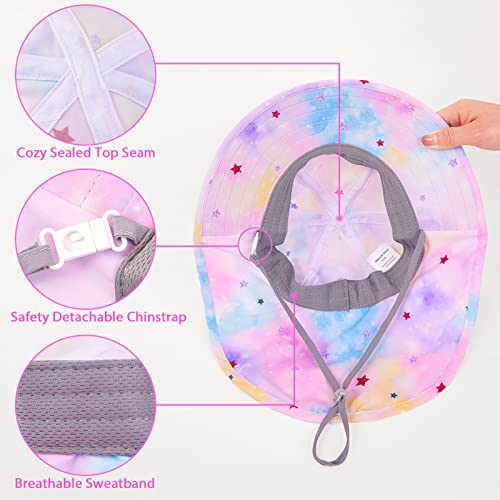 Baby Sun Hat Toddler Summer Beach Swim Hats With Ears Uv Sun Protection Wide Brim Neck Flap For 6M-4Years, Pastel Colorful #TOP4