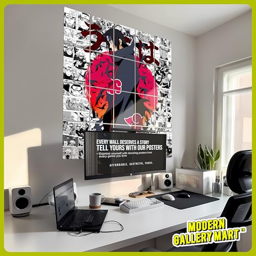 Image of MODERN GALLERY MART Pack of 20 Naruto Itachi Uchiha Manga Poster | A4 Size Anime Wall Art (8.3 x 11.7 inch) | Manga Posters with Glue Dots | Anime Poster for Bedroom, Living Room, Office