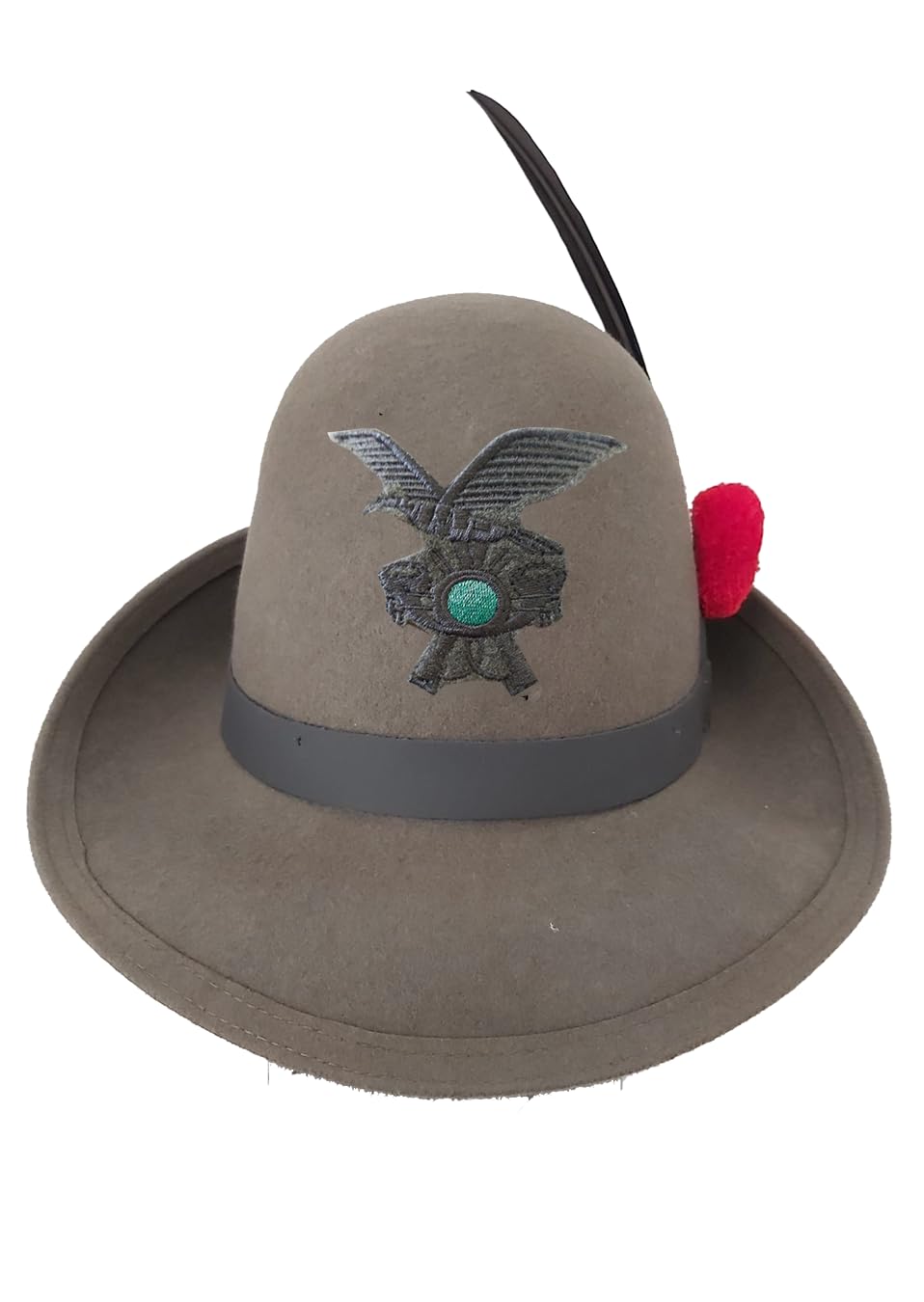 Cappello Alpino Truppa Completo con Penna, Fregio e Nappina – Lana 100% Made in Italy – Varianti Taglia (54–60) e Nappina (Rossa/Verde/Bianca/Blu/Viola)