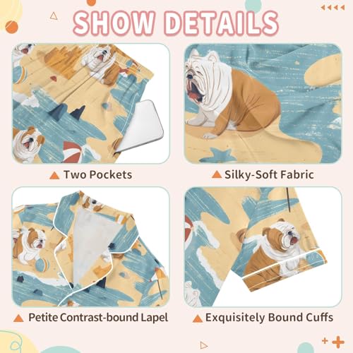 Pug Dog Beach Umbrella Pajamas Set Soft Pjs Sets 2 Piece Short Sleeve Sleepwear Casual Loungewear3
