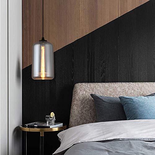 Lampe à suspension en verre gris fumé E27 max 40W moderne - 3