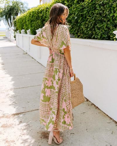Image of Sister Amy Women's Boho Floral Print Square Neck Beach Party Flowy Ruffle Midi Dress