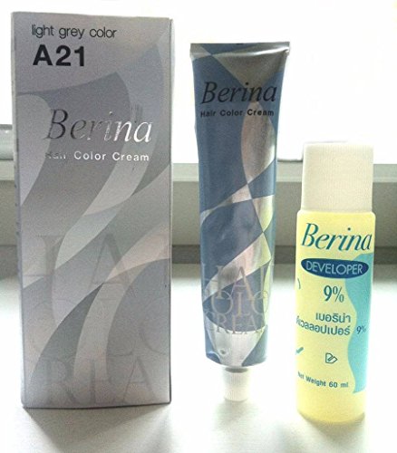 Berina No A21 Light Gray Grey Ash Color Hair Cream Permanent Super Hair Dye Silver No.204 #TOP6