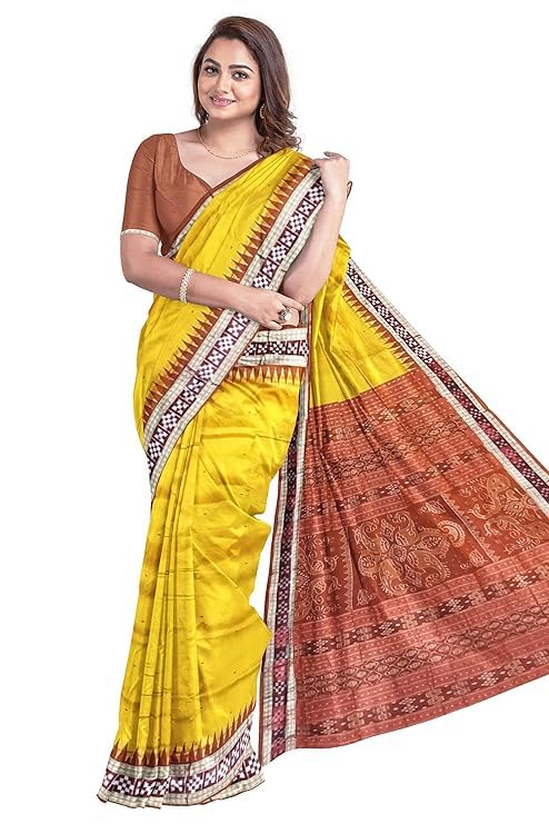 Image of Handmade Pure Bomkai Silk Saree Khandua Natural Silk Ikkat Saree For Women /Ethnic Wear /Traditonal Saree /Handloom Saree With Regular Fit Blouse Piece