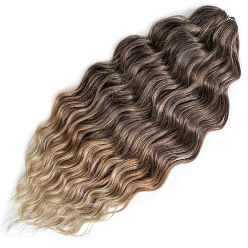 Loose Wave Water Wave Crochet Hair Braiding Hair 3Packs Ocean Wave Braiding Hair Deep Curly Twist Crochet Hair For Women Synthetic Wavy Braiding Hair Extensions (T10/42)